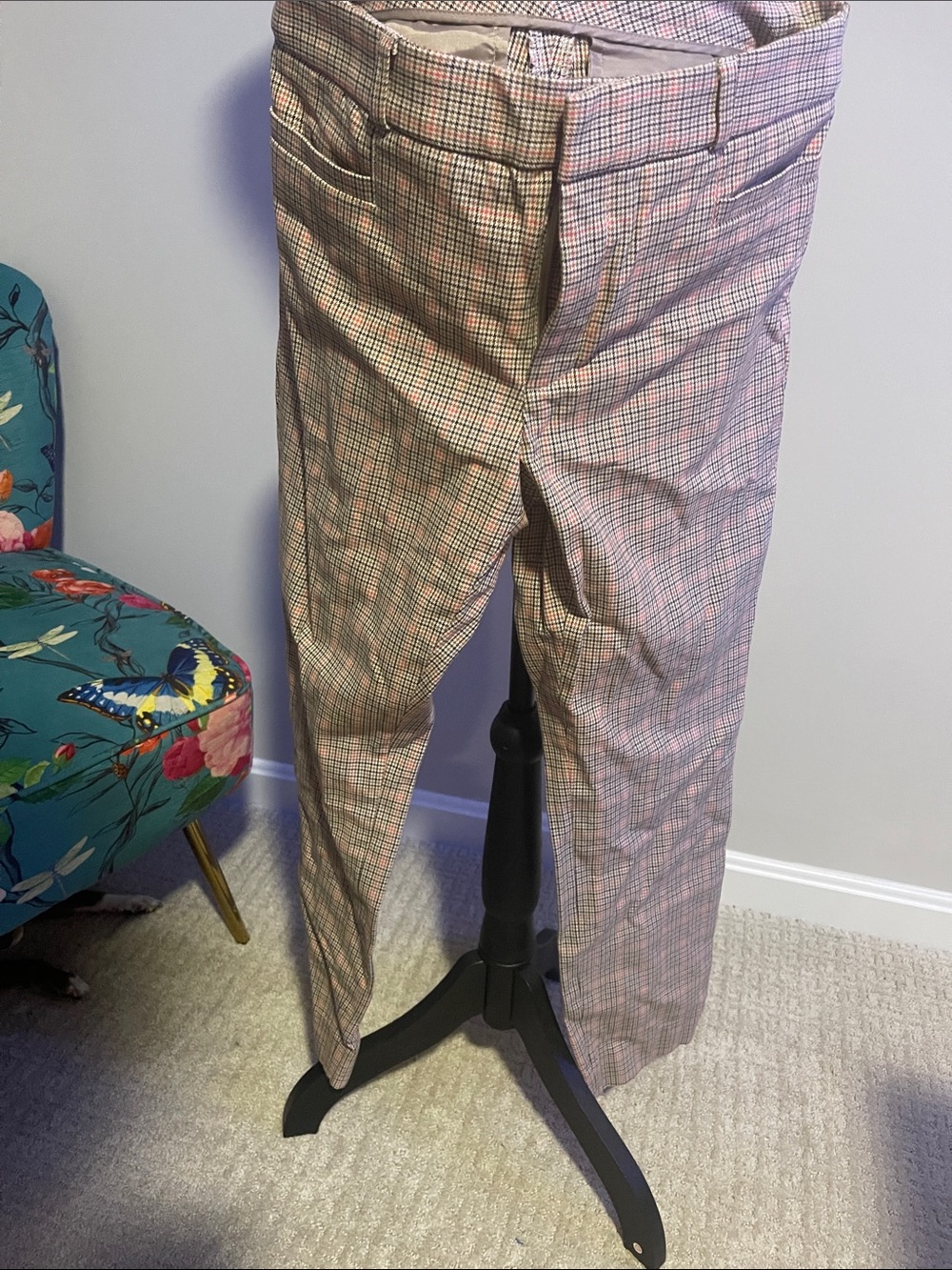 Banana Republic Pink Plaid Cropped Pants